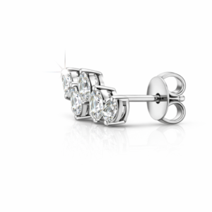 Elegant Marquise Diamond Cluster Stud Earrings for Women – White Gold Multi-Stone Earrings