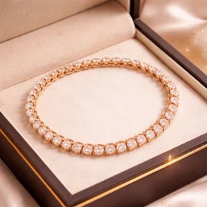 Elegant Gold Diamond Tennis Bracelet for Women – Classic Round